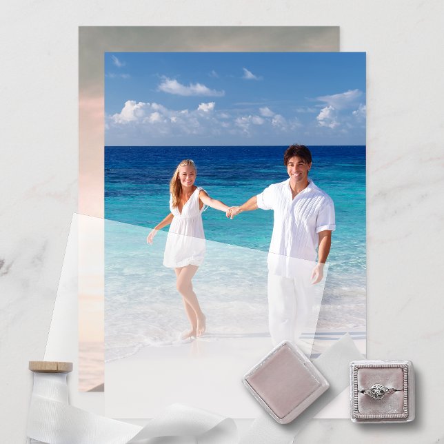 Convite Gabinete de Fotografia Personalizado para Casament (Custom Two Photo Enclosure Card for Vellum Wedding Invitations)
