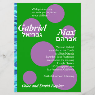 Convite Gabriel e Max Personalizados B'Nai Mitzvah