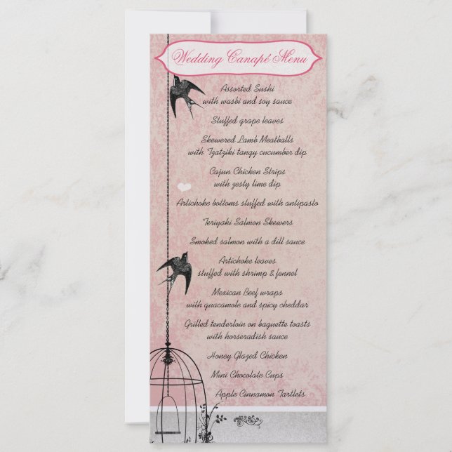 Convite Gaiola de Pássaro em Damasco Rosa Antigo Salve o D (Frente)