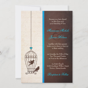 Convite Gaiola de Pássaros - Casamento de Teal e Chocolat