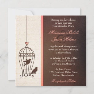 Convite Gaiola de Pássaros Fançosa - Casamento de Chocol