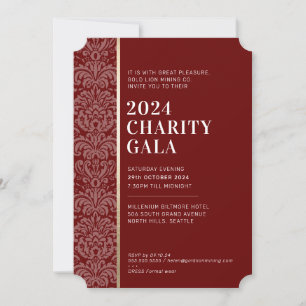 Convite GALA BALL moderno e elegante evento burgundy gold