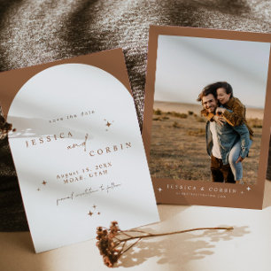 Convite Gala Burnt Orange Boho Arch Star Salvar Data