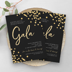 Convite Gala corporativa formal Dourada Glitter Confetti B