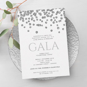 Convite Gala Corporativa Formal Silver Glitter Confetti