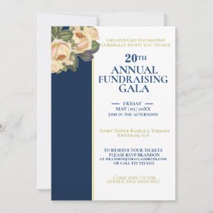 Convite Gala de angariação anual de fundos Elegante White