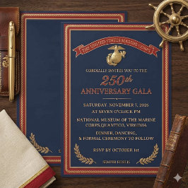 Convite Gala de Aniversário de 250 anos da USMC Navy e Our