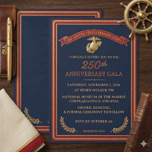 Convite Gala de Aniversário de 250 anos da USMC Navy e Our