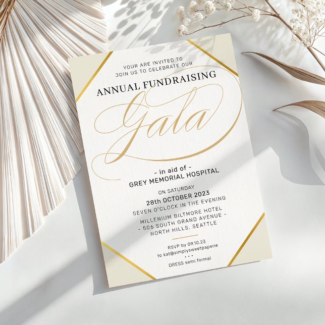 Convite GALA DE ARRECADAÇÃO DE FUNDOS evento moderno e ele (Criador carregado)