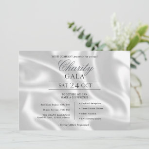 Convite Gala de Caridade da Empresa de Seda Prata Elegante