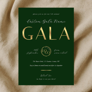 Convite Gala de Caridade Esmeralda Verde & Dourado Logotip