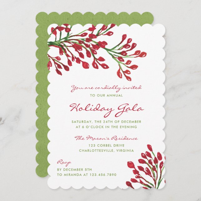 Convite Gala de Natal Vermelho e Verde (Frente/Verso)