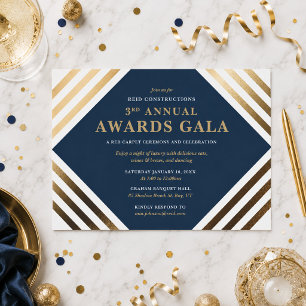 Convite Gala de Premiação de Negócios Elegante Dourado & A