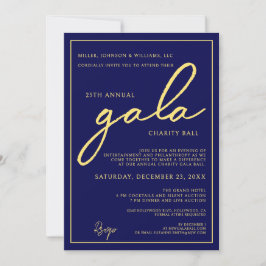 Convite Gala Event Charity Fundraiser Elegant Blue Gold