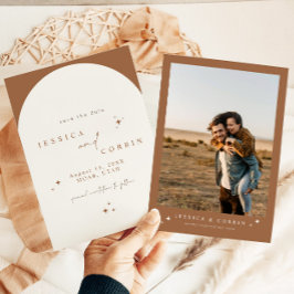 Convite GALA Terracotta Boho Arch Celestial Salvar Data