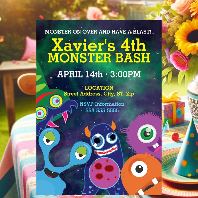 Convite Galactic Monster Mash Birthday (Galactic Monster Mash Birthday Invitation)