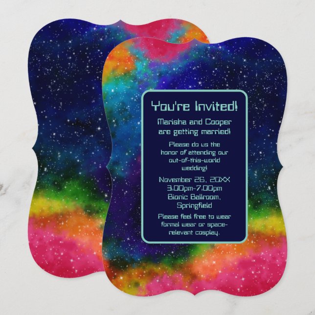 Convite Galáctico para Casamento Sci-Fi (Frente/Verso)