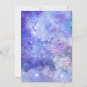 Convite Galáxia Amante do Espaço Céu Estrelado Aquarela Ro