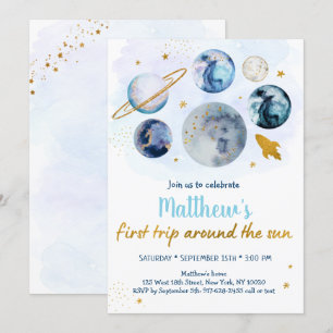 Convite Galáxia Azul Primeira Viagem Ao Redor Do Sol Aniv