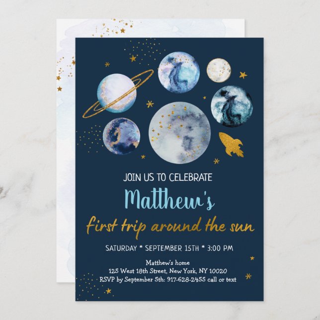 Convite Galáxia Azul Primeira Viagem Ao Redor Do Sol Anive (Frente/Verso)