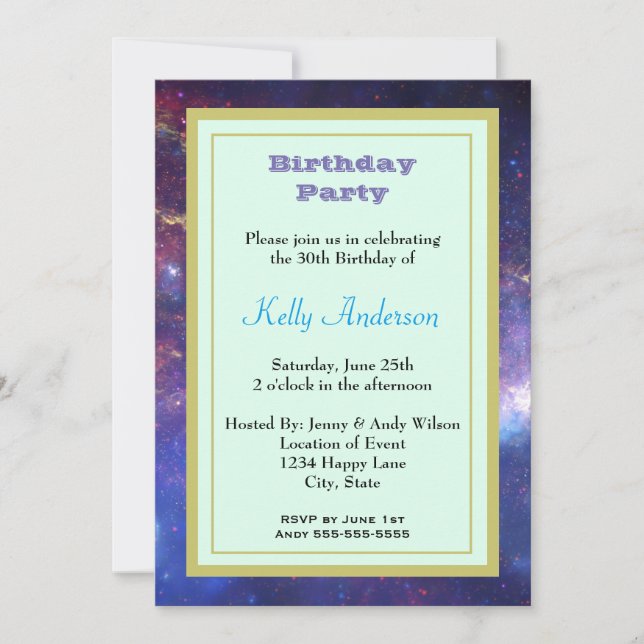 Convite Galáxia Brilhante no Exterior (Frente)
