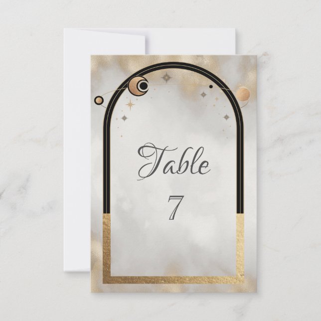 Convite Galáxia Celestial Dourada Do Sol E Da Lua (Frente)