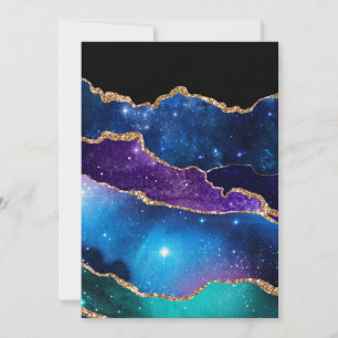 Convite Galáxia de Pedra Agácida Marmoreada Faux Brilhante