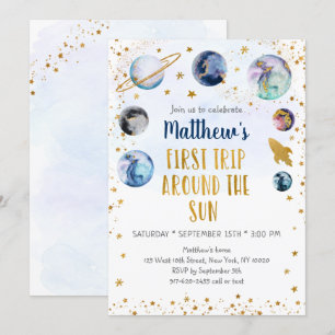 Convite Galáxia Dourada Primeira Viagem Em Torno Do Anive