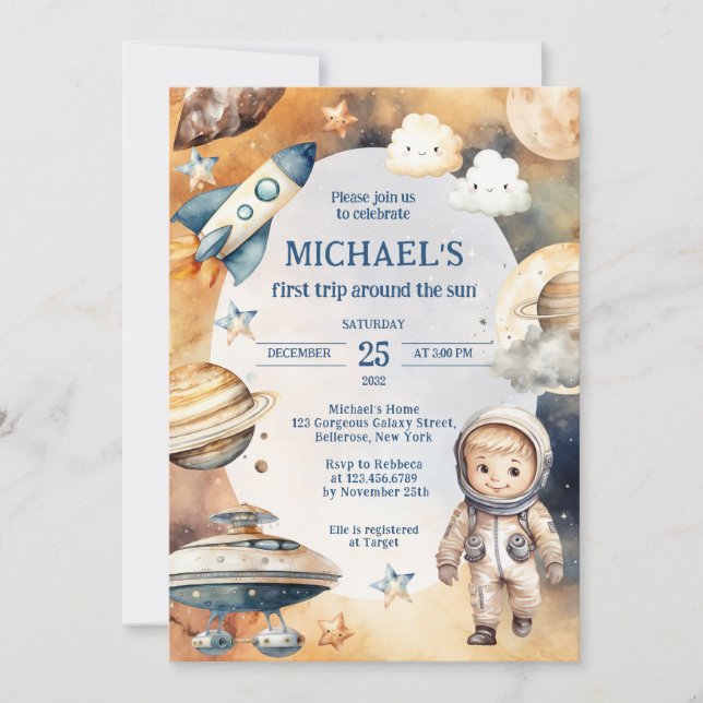 Convite Galáxia Espacial Primeira Viagem Ao Redor Do Sol A (Frente)