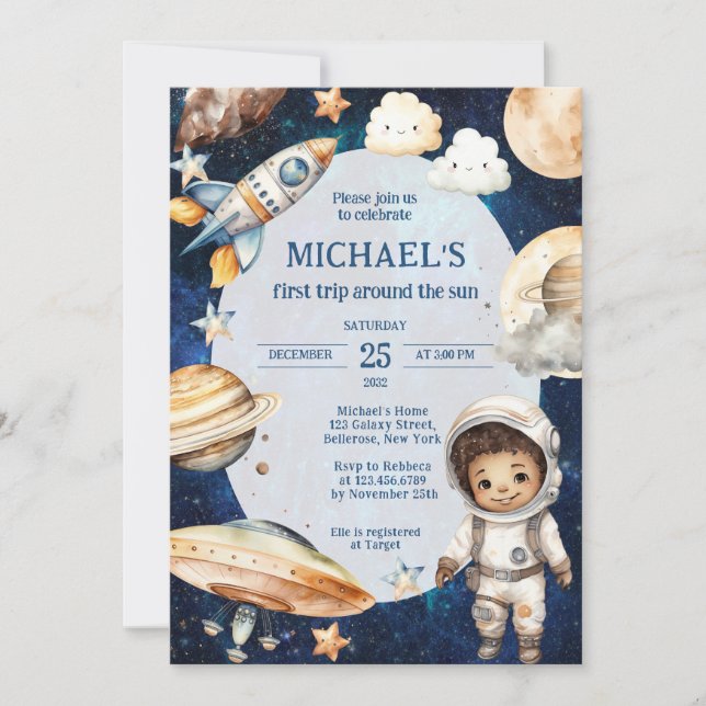 Convite Galáxia Espacial Primeira Viagem Ao Redor Do Sol A (Frente)