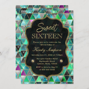 Convite Galáxia Isométrica de Aquarela e Quadro Dourado Sw