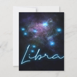 Convite Galáxia Libra Zodíaco - Presente Divertido para Am