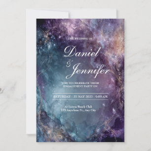 Convite Galáxia Mística Aquarela Casamento Celestial