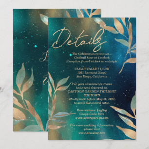 Convite Galáxia nebulosa verde esmeralda céu noturno folha