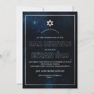 Convite Galáxia PixDezines / Espaço Bat Mitzvah