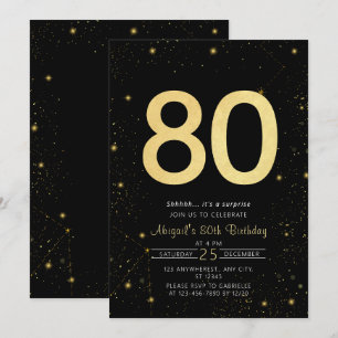 Convite Galáxia, preto moderno e Festa de aniversário Dour