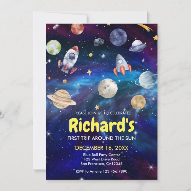 Convite Galáxia: Primeira viagem ao redor do Sol, Aniversá (Frente)