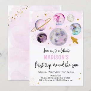 Convite Galáxia Rosa Primeira Viagem Ao Redor Do Sol Aniv
