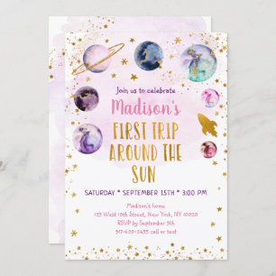 Convite Galáxia Rosa Primeira Viagem Ao Redor Do Sol Anive