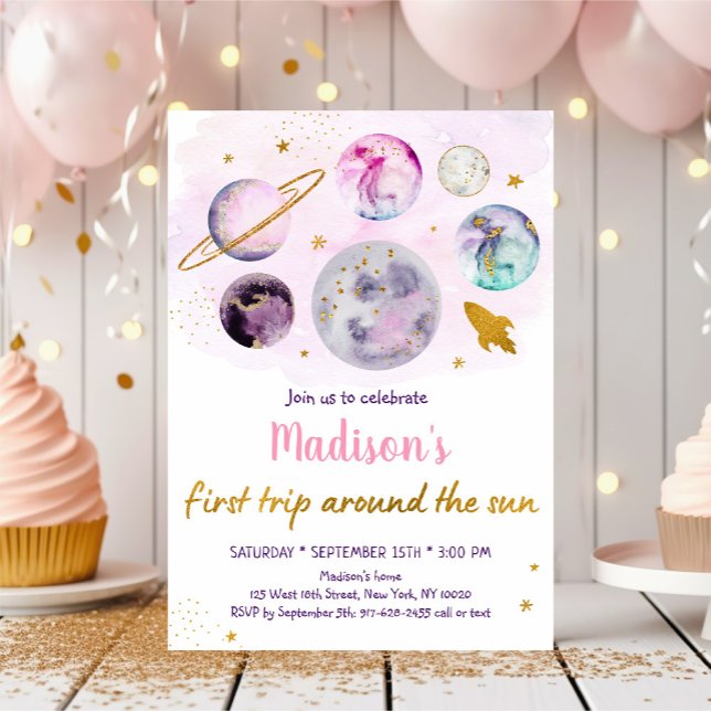 Convite Galáxia Rosa Primeira Viagem Ao Redor Do Sol Anive (Criador carregado)