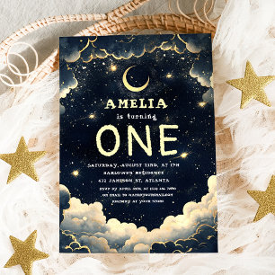 Convite Galáxia Stars Celestial Bebê Primeiro Aniversário