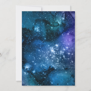 Convite Galáxias Amantes Starry Space Blue Sky White Spar
