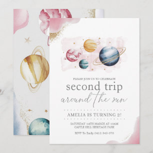 Convite Galáxias de Aniversário de Rapariga do Espaço Exte