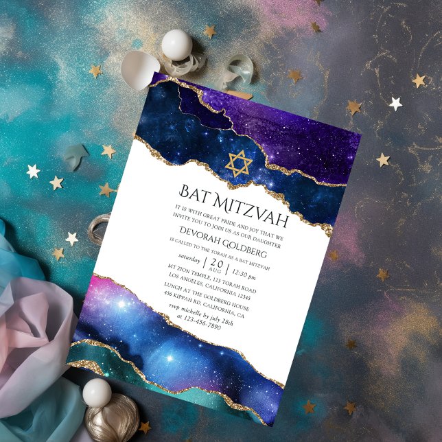 Convite Galaxy Agate Bat Mitzvah (Criador carregado)