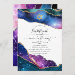 Convite Galaxy Agate Bat Mitzvah<br><div class="desc">Galaxy faux glitter agate stone bat mitzvah convite com tipografia elegante de escrita manual personalizável para seus detalhes de evento.</div>