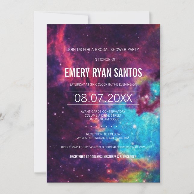 Convite Galaxy Brodal Chá Invite (Frente)