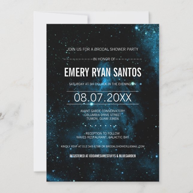 Convite Galaxy Brodal Chá Invite (Frente)