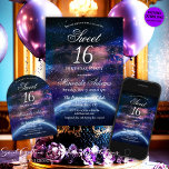 Convite Galaxy Doce Dezesseis Aniversário<br><div class="desc">Entra num encantador reino cósmico com o nosso convite de 16 de aniversário da Galáxia Personalizada. Projetado com amor por nada além de Mylini Design, este convite estelar captura a essência mágica de sua próxima celebração. Você tem a flexibilidade de personalizar o convite com sua própria mensagem, fazer-o ainda mais...</div>