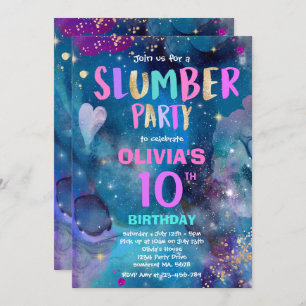 Convite Galaxy Festa de aniversário Galaxy Slumber Party