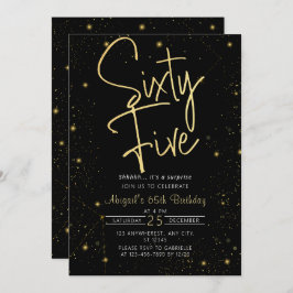 Convite Galaxy Script Black e Dourada Festa de aniversário